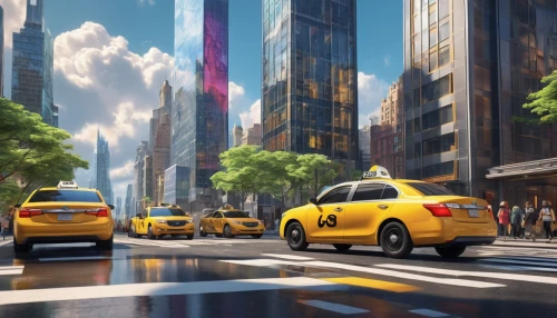 new york taxi,yellow car,yellow taxi,taxicabs,cadillac srx,city car,bumblebee,yellow cab,new york streets,city scape,taxi cab,colorful city,chevrolet equinox,city highway,new york,3d car wallpaper,autonomous driving,dodge caliber,nissan juke,taxi,Unique,3D,3D Character