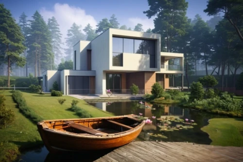 cube stilt houses,house by the water,house with lake,cubic house,houseboat,modern house,dunes house,floating huts,3d rendering,cube house,house in the forest,wooden house,floating islands,mid century house,inverted cottage,modern architecture,concrete ship,eco-construction,timber house,floating island