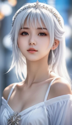 white rose snow queen,white beauty,fleur de sel,white winter dress,white lady,whitey,tiber riven,suit of the snow maiden,white blossom,pure white,elf,show off aurora,pale,fairy tale character,natural cosmetic,silver wedding,ice queen,anime girl,sun bride,female doll,Photography,General,Realistic