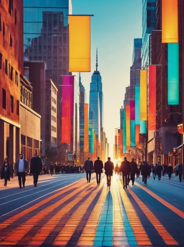 colorful city,new york streets,newyork,new york,manhattan,city scape,time square,new york city,rockefeller plaza,times square,new york skyline,manhattan skyline,colorful light,city life,saturated colors,hudson yards,rockefeller center,colorful life,nyc,urbanization,Conceptual Art,Oil color,Oil Color 14