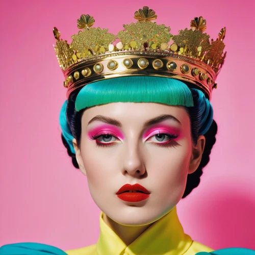 miss circassian,women's cosmetics,pop art colors,queen crown,pop art style,crown render,crowned,princess crown,pop art woman,girl-in-pop-art,pop art girl,beauty shows,crowned goura,neon makeup,vintage makeup,cosmetic products,taiwanese opera,fashion illustration,cool pop art,popart