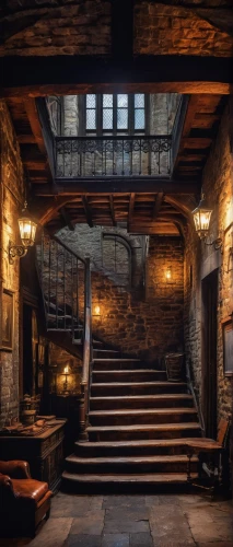 wine cellar,dracula castle,basement,dungeon,wooden beams,stone stairway,medieval architecture,cellar,roman bath,stone stairs,portcullis,winding staircase,circular staircase,outside staircase,unique bar,the boiler room,attic,dungeons,luxury bathroom,cistern,Illustration,Paper based,Paper Based 13