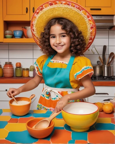 girl in the kitchen,cinco de mayo,cookware and bakeware,sombrero,mexican,girl with cereal bowl,tortillas,mexican mix,fajita,salsa,tostada,mexican foods,hispanic,dinnerware set,mexican culture,salsa sauce,taco soup,semolina,mexican tradition,arroz con pollo,Photography,Fashion Photography,Fashion Photography 07