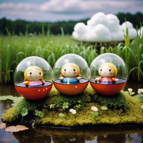 daisy family,goslings,rubber ducks,gooseberry family,grass family,easter decoration,painted eggs,snowglobes,boiled eggs,3d fantasy,snow globes,ducklings,quail egg,quail eggs,children's background,gnomes at table,garden cress,nest easter,goose eggs,little people,Unique,3D,Toy