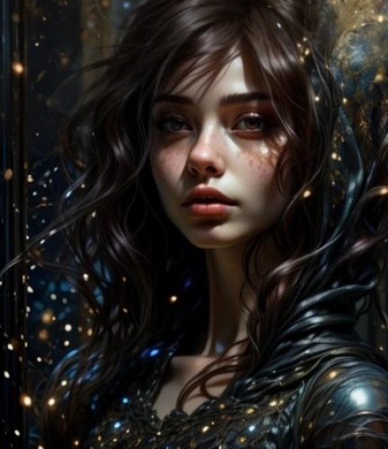 fantasy portrait,mystical portrait of a girl,fantasy art,sci fiction illustration,the enchantress,fantasy picture,andromeda,faery,heroic fantasy,fireflies,gemini,constellation wolf,zodiac sign libra,sorceress,constellation,cg artwork,rosa ' amber cover,queen of the night,fantasy woman,fantasia