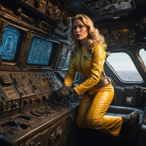 captain marvel,yellow jumpsuit,helicopter pilot,passengers,flight engineer,northrop grumman e-8 joint stars,sci fi,captain p 2-5,cockpit,space-suit,aquanaut,canary,captain,pilot,sci - fi,sci-fi,spacesuit,lost in space,fighter pilot,retro women,Photography,General,Sci-Fi