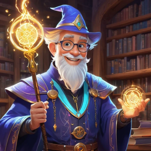 magistrate,scandia gnome,scholar,wizard,librarian,the wizard,magus,dodge warlock,academic,witch's hat icon,professor,magic grimoire,magic book,mage,clockmaker,cg artwork,art bard,gnome,diwali banner,scandia gnomes,Illustration,Japanese style,Japanese Style 19