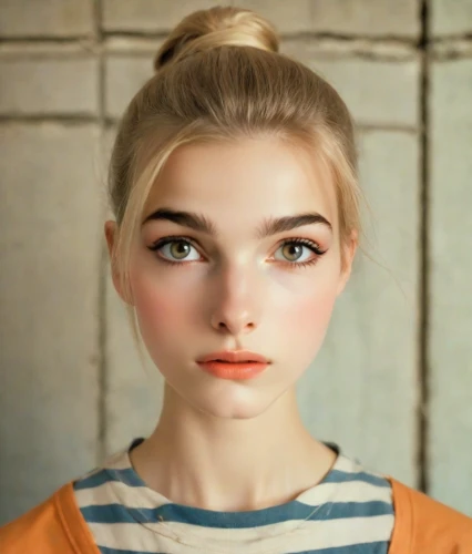 realdoll,doll's facial features,natural cosmetic,girl portrait,female doll,clementine,portrait of a girl,female model,retro girl,women's eyes,blond girl,vintage makeup,young woman,vintage girl,cosmetic,blonde girl,pretty young woman,female face,the girl's face,blonde woman,Photography,Analog