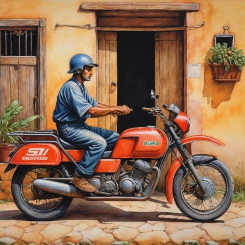 piaggio,motorbike,motorcycle,piaggio ciao,type w100 8-cyl v 6330 ccm,honda avancier,w100,vespa,honda domani,italian painter,ducati,suzuki,moped,motorcyclist,motor-bike,motorcycles,family motorcycle,motorcycle battery,triumph 1300,2600rs,Art,Classical Oil Painting,Classical Oil Painting 34