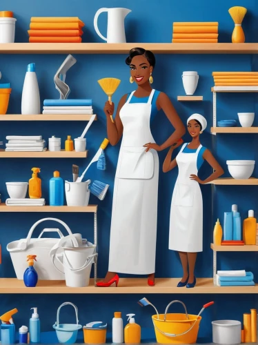 kitchenware,cookware and bakeware,girl in the kitchen,kitchen shop,cooking book cover,housekeeper,cleaning supplies,blue and white porcelain,household cleaning supply,cleaning woman,serveware,housework,laundress,cooking utensils,housewife,housekeeping,homemaker,moms entrepreneurs,kitchen utensils,tile kitchen,Illustration,Realistic Fantasy,Realistic Fantasy 21