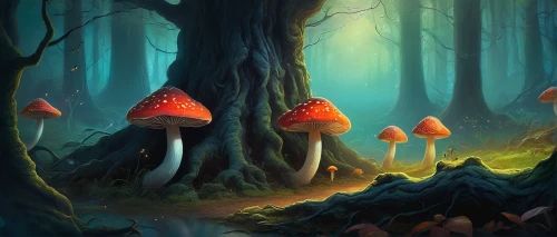 mushroom landscape,forest mushrooms,toadstools,forest mushroom,mushroom island,fairy forest,mushrooms,umbrella mushrooms,cartoon forest,blood milk mushroom,elven forest,club mushroom,tree mushroom,forest floor,fungi,toadstool,brown mushrooms,edible mushrooms,fairytale forest,lingzhi mushroom,Illustration,Abstract Fantasy,Abstract Fantasy 16