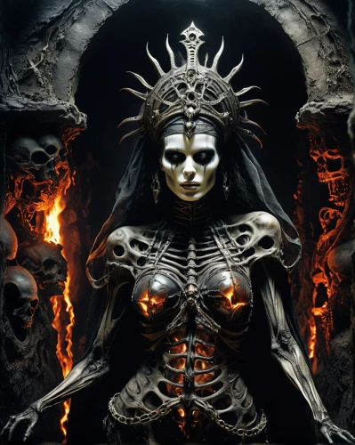 voodoo woman,priestess,death god,maiden,angel of death,endoskeleton,dark art,sepulchre,dance of death,sorceress,blackmetal,hot metal,dark angel,effigy,the enchantress,shamanic,dead bride,death angel,biomechanical,dark elf,Illustration,Realistic Fantasy,Realistic Fantasy 05