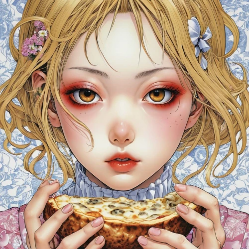 amano,alice,woman holding pie,girl with bread-and-butter,amanita,cooking book cover,girl with cereal bowl,donut illustration,frula,mille-feuille,strawberry pie,takoyaki,rosa ' amber cover,cookie,cinnamon girl,quiche,sugar pie,alice in wonderland,custard pie,thirteen desserts,Photography,General,Realistic