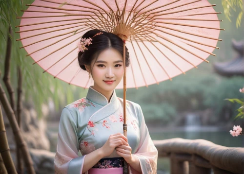 geisha girl,hanbok,geisha,oriental girl,oriental princess,vintage asian,japanese woman,asian umbrella,oriental painting,japanese floral background,asian costume,junshan yinzhen,korean culture,mulan,peach blossom,floral japanese,xuan lian,taiwanese opera,siu mei,dongfang meiren,Art,Artistic Painting,Artistic Painting 32