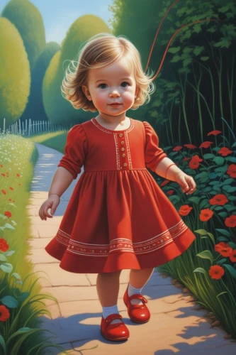 little girl in pink dress,children's background,little girls walking,girl in red dress,little girl dresses,girl in the garden,poppy red,little girl running,the little girl,a girl in a dress,shirley temple,girl picking flowers,little girl in wind,red summer,red shoes,red tunic,girl in flowers,man in red dress,lady in red,little girl,Illustration,Realistic Fantasy,Realistic Fantasy 26