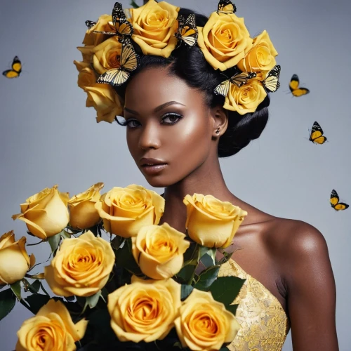 gold yellow rose,yellow roses,yellow rose background,yellow rose,golden flowers,beautiful african american women,queen bee,gold flower,yellow butterfly,yellow orange rose,yellow petals,flower gold,flower girl,butterfly floral,gold filigree,gold foil crown,blossomed,beautiful bonnet,blossom gold foil,with a bouquet of flowers