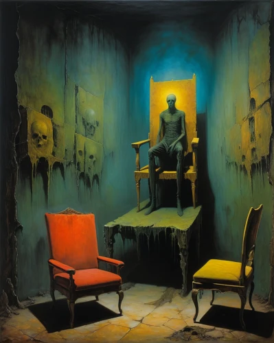 the throne,throne,armchair,chair,thrones,therapy room,chair png,doctor's room,chairs,waiting room,consulting room,a dark room,rest room,tutankhamun,psychotherapy,club chair,blue room,death's-head,chamber,surrealism,Conceptual Art,Oil color,Oil Color 01