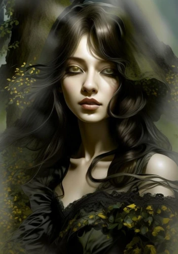 fantasy portrait,faery,faerie,mystical portrait of a girl,dryad,fantasy art,the enchantress,world digital painting,rosa 'the fairy,fantasy picture,digital painting,background ivy,digital art,romantic portrait,portrait background,dark angel,fairy tale character,digital artwork,gothic portrait,rosa ' amber cover