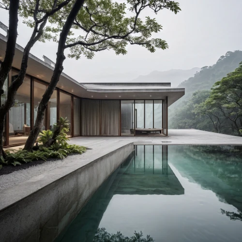asian architecture,infinity swimming pool,pool house,house in mountains,chinese architecture,house in the mountains,zen garden,japanese architecture,hot spring,south korea,house by the water,house with lake,water mist,roof landscape,vietnam,corten steel,dunes house,outdoor pool,junshan yinzhen,ryokan