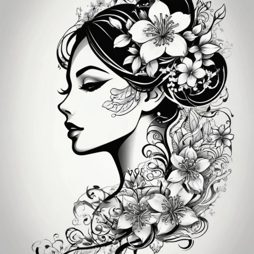 flower illustrative,fashion illustration,rose flower illustration,art deco woman,floral silhouette wreath,boho art,flower line art,retro flower silhouette,floral wreath,floral silhouette frame,white floral background,flower drawing,gardenia,girl in a wreath,mandala flower illustration,decorative figure,girl in flowers,paper flower background,fashion vector,floral background,Illustration,Vector,Vector 21