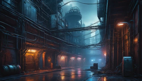 alleyway,alley,narrow street,blind alley,cyberpunk,old linden alley,ancient city,black city,metropolis,cityscape,rescue alley,world digital painting,destroyed city,sci fiction illustration,fantasy city,industrial landscape,atmospheric,backgrounds,slums,industrial ruin,Photography,Documentary Photography,Documentary Photography 13