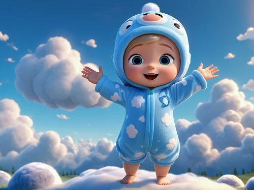 cute cartoon character,agnes,cute cartoon image,baby cloud,father frost,cute baby,about clouds,elsa,children's background,little angel,baby float,flying girl,huggies pull-ups,little clouds,olaf,blue sky,animated cartoon,smurf,swaddle,blue sky clouds,Unique,3D,3D Character