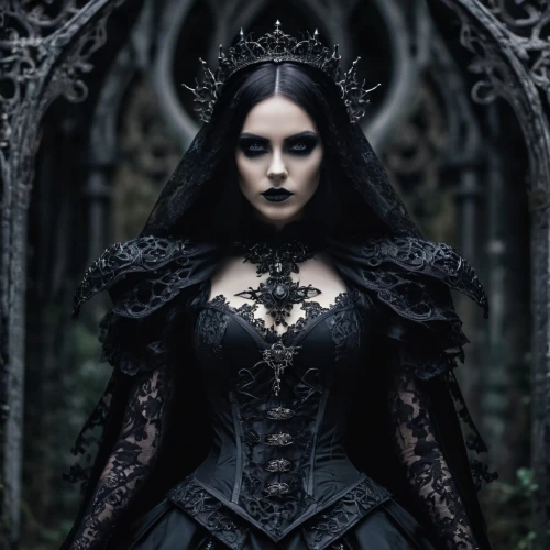 gothic woman,gothic fashion,gothic portrait,gothic style,dark gothic mood,gothic dress,gothic,goth woman,the enchantress,crow queen,queen of the night,celtic queen,vampire woman,dark angel,the witch,swath,dark elf,gothic architecture,goth like,victorian style,Illustration,Realistic Fantasy,Realistic Fantasy 46