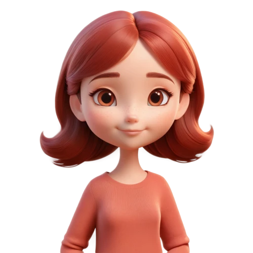 agnes,cute cartoon character,3d model,redhead doll,character animation,clay animation,cinnamon girl,doll's facial features,3d rendered,3d figure,female doll,animated cartoon,monchhichi,red-haired,clay doll,kewpie doll,vector girl,nora,redheads,3d render,Unique,3D,3D Character