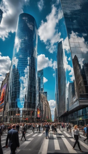 hudson yards,new york streets,tall buildings,city scape,moscow city,newyork,glass facades,new york,time square,1wtc,1 wtc,skycraper,times square,financial district,skyscrapers,glass building,sky city,manhattan,multiple exposure,new york skyline,Illustration,Realistic Fantasy,Realistic Fantasy 40