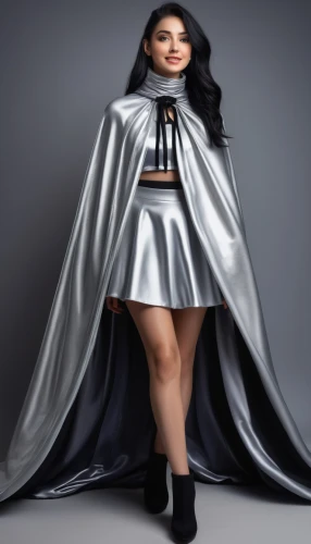 caped,plus-size model,social,silver,fashion vector,plus-size,aluminium foil,indian celebrity,celebration cape,fashion shoot,super woman,kim,satin,fashion design,silk,women fashion,burqa,jaya,silver pieces,women's clothing,Photography,Fashion Photography,Fashion Photography 06