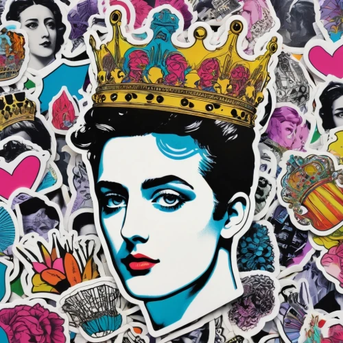 pop art style,cool pop art,pop art woman,girl-in-pop-art,pop art girl,popart,pop art,modern pop art,pop art people,effect pop art,pop art effect,pop art background,queen s,pop - art,pop-art,crown icons,queen crown,queen,monarchy,pop art colors,Unique,Design,Sticker