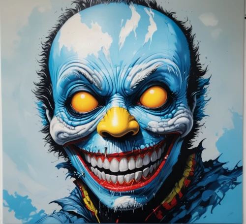 horror clown,creepy clown,scary clown,blue demon,clown,joker,bodypainting,glass painting,chalk drawing,rodeo clown,smurf,basler fasnacht,body painting,blue painting,hand painting,graffiti art,pierrot,comedy tragedy masks,harlequin,cirque du soleil,Conceptual Art,Graffiti Art,Graffiti Art 01
