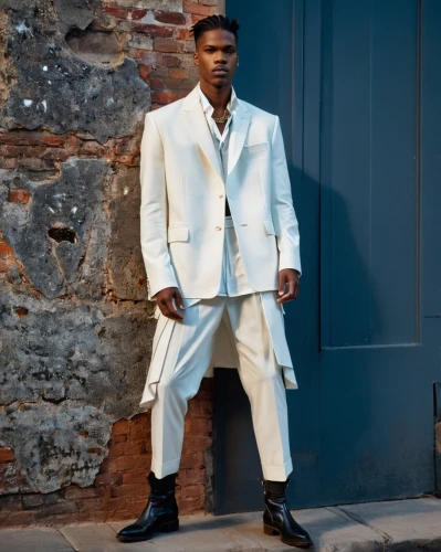 a black man on a suit,wedding suit,men's suit,suit trousers,the suit,men's wear,frock coat,overcoat,vanity fair,suit of spades,black businessman,man's fashion,white clothing,full length,navy suit,white coat,smooth criminal,novelist,male model,tuxedo just,Photography,General,Fantasy