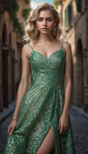 celtic woman,green dress,girl in a long dress,rapunzel,a girl in a dress,sheath dress,blonde woman,celtic queen,evening dress,young woman,girl in a long dress from the back,female model,the blonde in the river,girl in a historic way,cinderella,nice dress,women's clothing,vintage dress,femininity,strapless dress,Photography,General,Natural