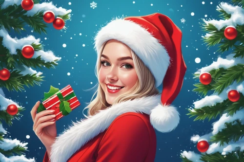 blonde girl with christmas gift,christmas woman,christmas background,christmasbackground,christmas wallpaper,christmas snowy background,christmas banner,retro christmas girl,christmas icons,christmas motif,christmas picture,christmas,santa claus,elf,x mas,x-mas,christmas girl,christmas pin up girl,mistletoe,santa,Illustration,American Style,American Style 06