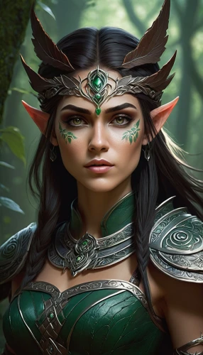 female warrior,anahata,warrior woman,dryad,the enchantress,elven,druid,fantasy portrait,dark elf,wood elf,fantasy warrior,celtic queen,heroic fantasy,violet head elf,male elf,fantasy art,fantasy woman,elves,sorceress,fae,Conceptual Art,Fantasy,Fantasy 17