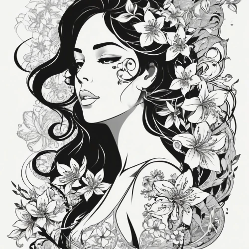 jasmine blossom,flower line art,rose flower illustration,flora,girl in flowers,floral doodles,jasmine flower,magnolias,flower drawing,rose flower drawing,botanical line art,jasmine flowers,a beautiful jasmine,floral,widow flower,coloring page,gardenia,flower girl,line-art,boho art,Illustration,Vector,Vector 21