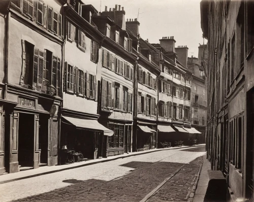 lovat lane,townscape,amiens,19th century,old street,eastgate street chester,old linden alley,street scene,montmartre,the cobbled streets,encarte,narrow street,thoroughfare,paris shops,july 1888,braque saint-germain,stieglitz,old avenue,row of houses,universal exhibition of paris,Photography,Black and white photography,Black and White Photography 15