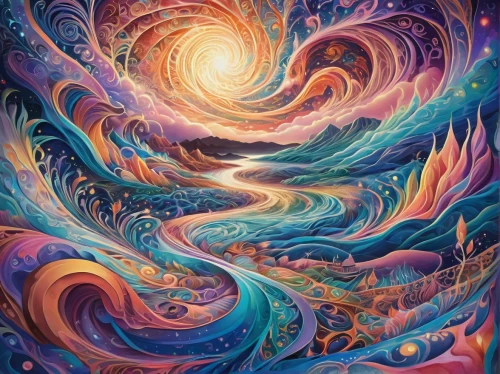 colorful spiral,dimensional,vortex,swirling,swirls,flow of time,psychedelic art,coral swirl,spiral background,galaxy collision,spiral nebula,aura,kaleidoscopic,time spiral,galaxy,spirals,spiral,kaleidoscope,universe,cosmic flower,Illustration,Realistic Fantasy,Realistic Fantasy 39
