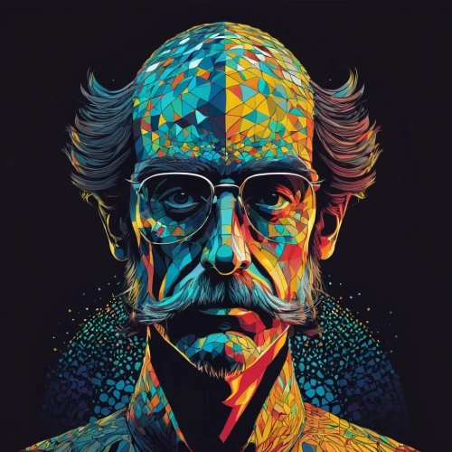 psychedelic art,psychoanalysis,analyze,digital illustration,lsd,gandhi,vincent van gough,vector illustration,adobe illustrator,professor,dahl,illustrator,vector art,groucho marx,digital artwork,einstein,drexel,miller,breaking bad,frankenstein,Illustration,Realistic Fantasy,Realistic Fantasy 36