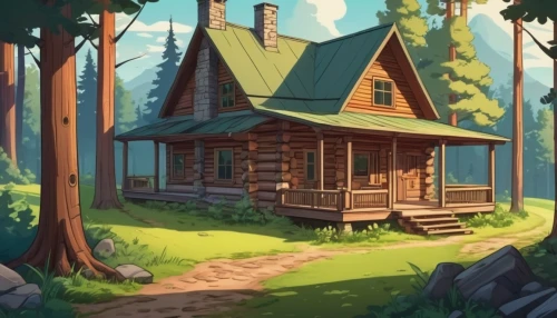 small cabin,house in the forest,log cabin,little house,summer cottage,log home,small house,cottage,the cabin in the mountains,cabin,wooden house,lonely house,wooden hut,country cottage,old home,house in the mountains,treehouse,house in mountains,home landscape,lodge,Illustration,Japanese style,Japanese Style 07