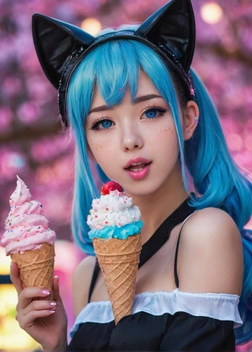 kawaii ice cream,hatsune miku,ice cream,japanese kawaii,ice-cream,icecream,ice creams,sweet ice cream,sundae,soft ice cream,milk ice cream,ice cream cone,soft serve ice creams,miku,harajuku,ice cream stand,kawaii,mikuru asahina,anime girl,woman with ice-cream,Illustration,Japanese style,Japanese Style 02