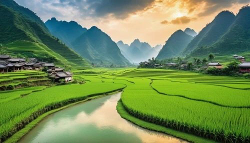 rice fields,rice field,rice paddies,vietnam,green landscape,ricefield,the rice field,guilin,guizhou,ha giang,rice terrace,mountainous landscape,vietnam's,rice terraces,beautiful landscape,mountain landscape,viet nam,river landscape,yunnan,karst landscape,Photography,General,Realistic