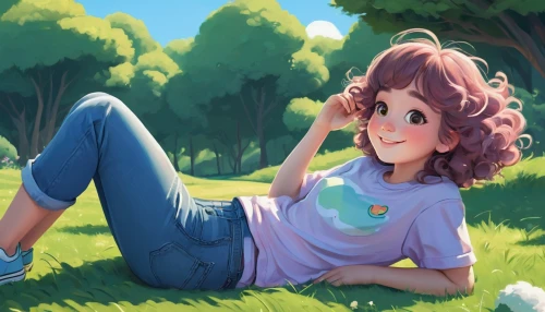 girl lying on the grass,on the grass,girl sitting,clover meadow,relaxed young girl,picnic,spring background,springtime background,meadow in pastel,girl in t-shirt,digital painting,summer day,portrait background,girl studying,girl portrait,kids illustration,girl in the garden,girl drawing,grass,nora,Conceptual Art,Fantasy,Fantasy 17