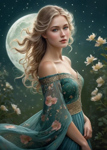 blue moon rose,fairy tale character,celtic woman,rosa 'the fairy,fantasy portrait,jessamine,fantasy picture,faery,faerie,fantasy art,mystical portrait of a girl,fairy queen,cinderella,eglantine,rosa ' the fairy,enchanting,fantasy woman,fairy tale,moonflower,romantic portrait,Art,Artistic Painting,Artistic Painting 29