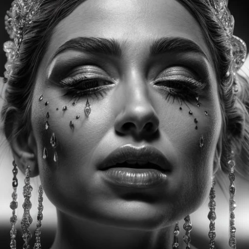 mascara,angel's tears,havana brown,teardrops,sweetener,dripping,retouching,baby's tears,teardrop,lashes,retouch,jeweled,tears bronze,vintage makeup,burlesque,makeup,facing,film noir,partition,diamonds,Realistic,Jewelry,Ornate