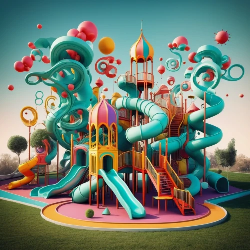 children's playground,playset,playground,cinema 4d,3d fantasy,play yard,outdoor play equipment,underwater playground,play tower,playground slide,3d render,tangle,pacifier tree,kids illustration,water park,panoramical,mushroom landscape,play area,fairground,3d rendering,Photography,Artistic Photography,Artistic Photography 05