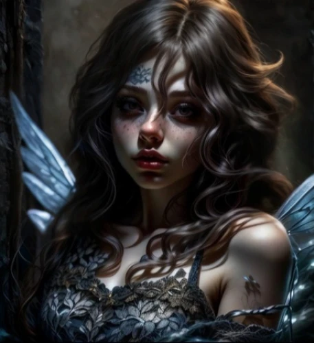dark angel,fallen angel,faery,angel's tears,fantasy art,faerie,fantasy portrait,evil fairy,dark elf,crying angel,heroic fantasy,fantasy woman,black angel,dark art,fantasy picture,angel of death,death angel,cupido (butterfly),fae,vampire woman