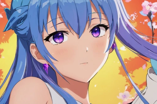 aqua,azure,ako,blu,blue heart,blue petals,umiuchiwa,wiz,flower background,chidori is the cherry blossoms,erika,blue flower,blue background,sonoda love live,maya,blushing,sakura background,ramune,iris,luka,Illustration,Japanese style,Japanese Style 03