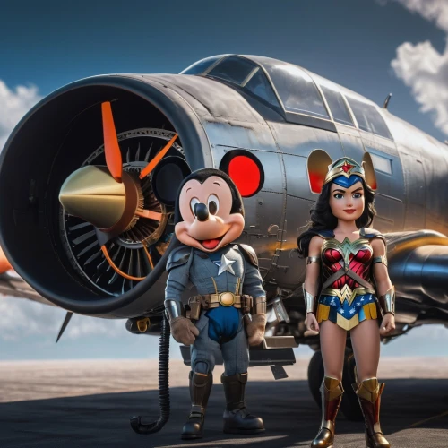 wonder woman city,wonderwoman,wonder woman,mickey mause,walt disney world,china southern airlines,shanghai disney,mickey mouse,disney,general aviation,disney world,propeller plane,micky mouse,lockheed model 10 electra,mickey,digital compositing,captain marvel,disney character,southwest airlines,tokyo disneysea,Photography,General,Sci-Fi